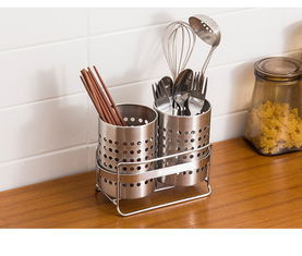 歐潤哲 不銹鋼雙筒餐具籃組連架 廚房家用筷子筒瀝水架筷子盒